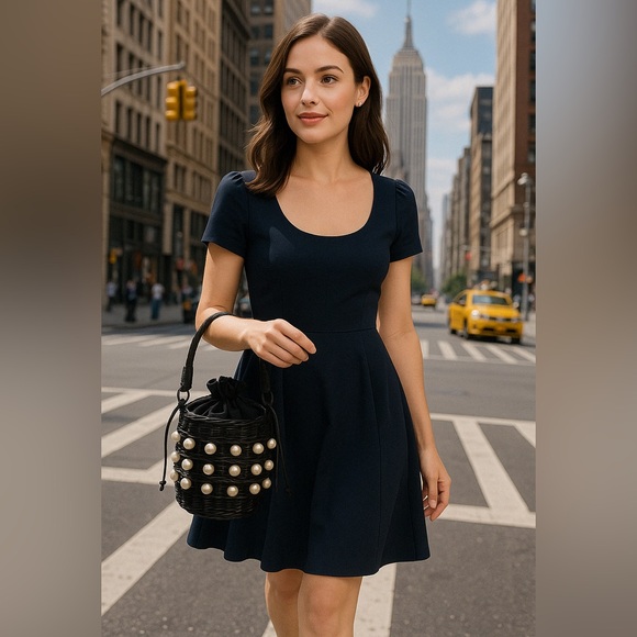 Kate‎ Spade Black Pearl-Embellished Woven Bucket Bag Target - Picture 2 of 8